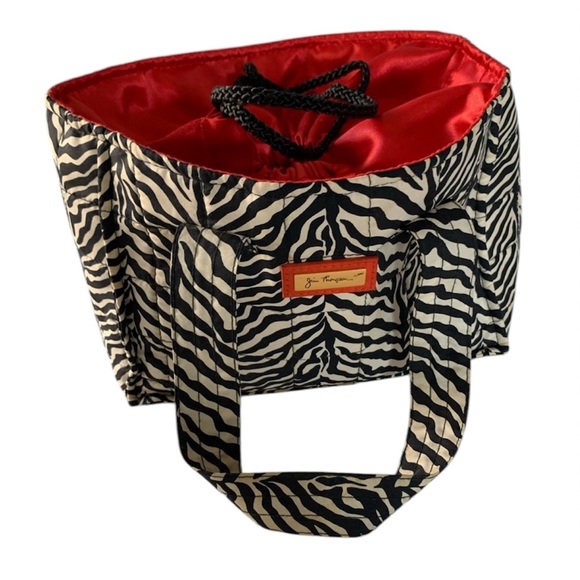 Jim Thompson Drawstring Silk Tote Zebra Print with Red Interior - Handbag Purse - Picture 1 of 8